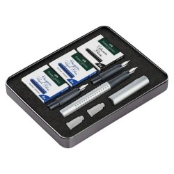 SET CALIGRAFIA FABER CASTELL 3 PUNTAS GRIP 2011 PLATEADO