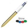 BOLIGRAFO BIC 4 COLORES SHINE METALIZADO ORO