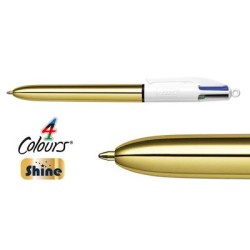 BOLIGRAFO BIC 4 COLORES SHINE METALIZADO ORO