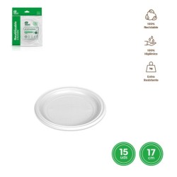 PLATOS PLASTICO 17cm 15 Un. MAXI 1000R LLANO BLANCO