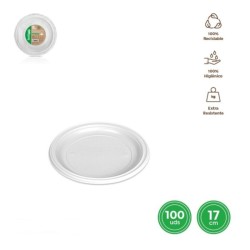 PLATOS DE PLASTICO LLANO 17cm 100 Un. MAXI (5000R) BLANCO