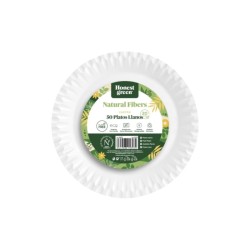 PLATOS DE CARTON 20cm 50 Un. HONEST GREEN LLANO BLANCO