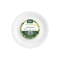 PLATOS DE CARTON 23cm 50 Un. HONEST GREEN LLANO BLANCO