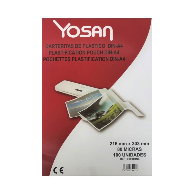 FUNDAS PLASTIFICAR YOSAN 100 Un. (A4) 216x303-80 MICRAS