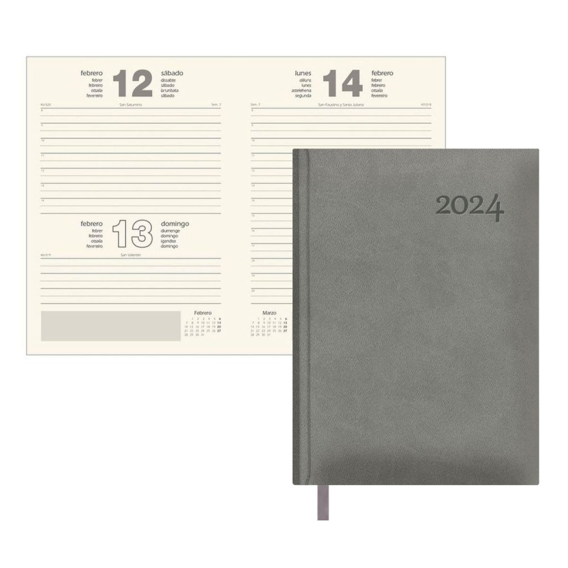 AGENDA DOHE LAUSANA DIA PAGINA 14x20cm GRIS