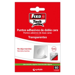 PUNTOS ADHESIVOS FIXO TACK 60 Un. DOBLE CARA TRANSPARENTES