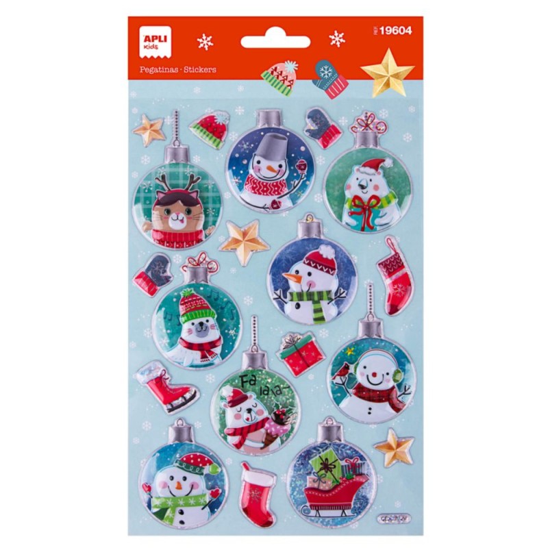 PEGATINAS NAVIDAD ACOLCHADAS APLI KIDS 19604 BOLAS NOEL