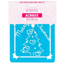 PLANTILLA NAVIDAD ACRILEX 13x13cm ABETO MERRY CHRISTMAS