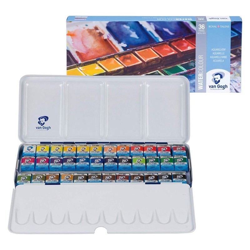 ACUARELA VAN GOGH 36 PASTILLAS CAJA METALICA