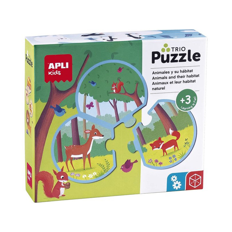 PUZZLE APLI 18821 ASOCIACION TRIO ANIMALES