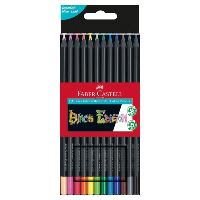 FABER-CASTELL BLACK EDITION 12 LAPICES COLOR CAJA CARTON