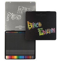 FABER-CASTELL BLACK EDITION CAJA METALICA 24 LAPICES COLORES