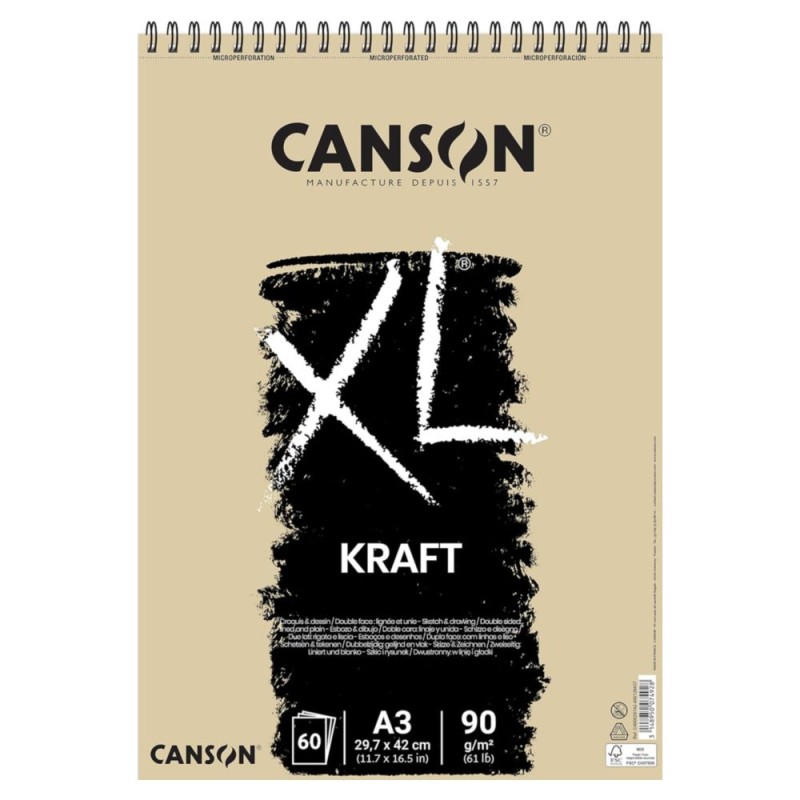 BLOC ESBOZO CANSON XL KRAFT A3 ESPIRAL 60 HOJAS 90 Gr.