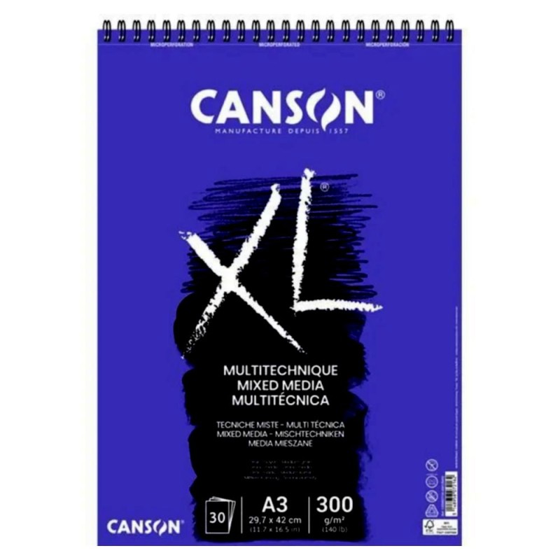 CANSON XL MIXED MEDIA TEXTURED A3 GRANO MEDIO 30 Hj. 300 Gr.