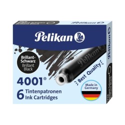 PELIKAN 6 CARTUCHOS ESTILOGRAFICA CORTOS 4001 NEGRO