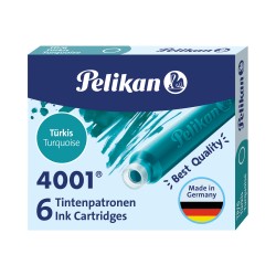 PELIKAN 6 CARTUCHOS ESTILOGRAFICA CORTOS 4001 TURQUESA