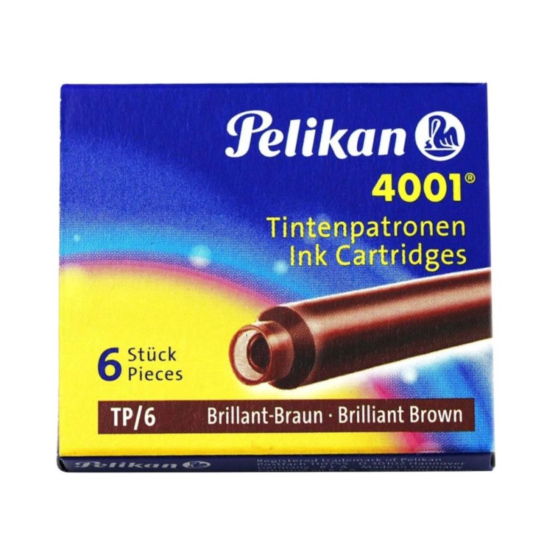 PELIKAN 6 CARTUCHOS ESTILOGRAFICA CORTOS 4001 MARRON