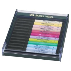 SET 12 ROTULADORES FABER CASTELL PITT PINCEL TONOS PASTEL