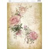 PAPEL DE ARROZ 42x29,7cm ARTIS DECOR 001144 VINTAGE ROSAS Y LLAVE