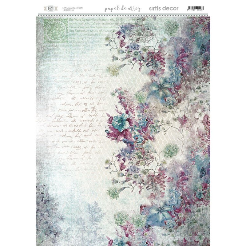 PAPEL DE ARROZ 42x29,7cm ARTIS DECOR 00156 FANTASIA DE JARDIN