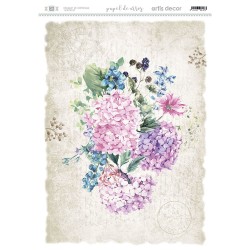 PAPEL DE ARROZ 42x29,7cm ARTIS DECOR 00157 BOUQUET DE HORTENSIAS