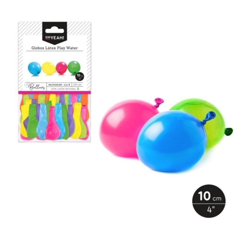 GLOBOS DE AGUA 10cm BOLSA 100 Un. MULTICOLOR