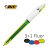 BOLIGRAFO BIC MULTIFUNCION 3 COLORES + FLUOR AMARILLO