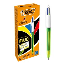 BOLIGRAFO BIC MULTIFUNCION 3 COLORES + FLUOR AMARILLO