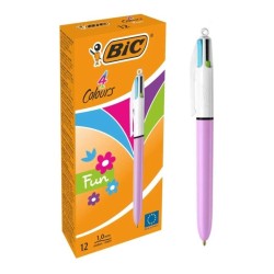 BOLIGRAFO BIC 4 COLORES FUN PASTEL CUERPO ROSA