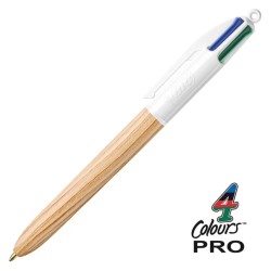 BOLIGRAFO BIC 4 COLORES TACTO MADERA COLOR NATURAL