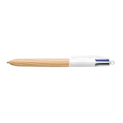 BOLIGRAFO BIC 4 COLORES TACTO MADERA COLOR NATURAL