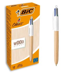 BOLIGRAFO BIC 4 COLORES TACTO MADERA COLOR NATURAL