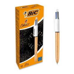 BOLIGRAFO BIC 4 COLORES FROZEN TEXTURADO ORO BRILLANTE