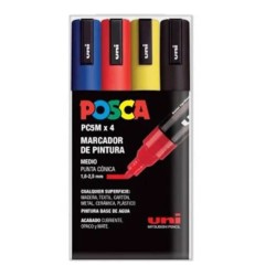 POSCA SET 4 PC5M ROTULADOR ACRILICO 1,8-2,5mm BASICOS