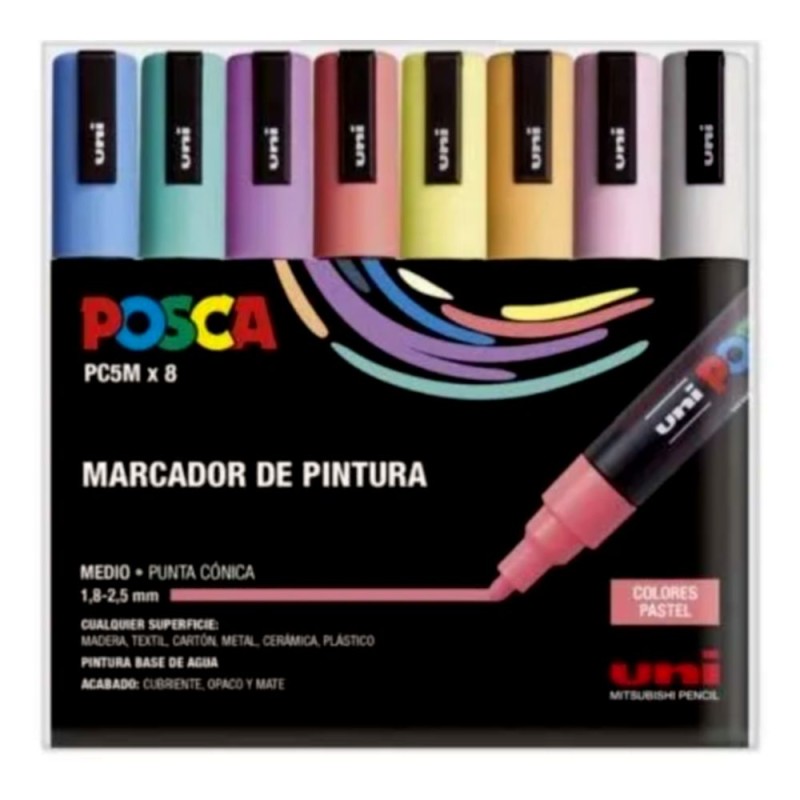 POSCA SET 8 PC-5M ROTULADOR ACRILICO 1,8-2,5mm PASTEL