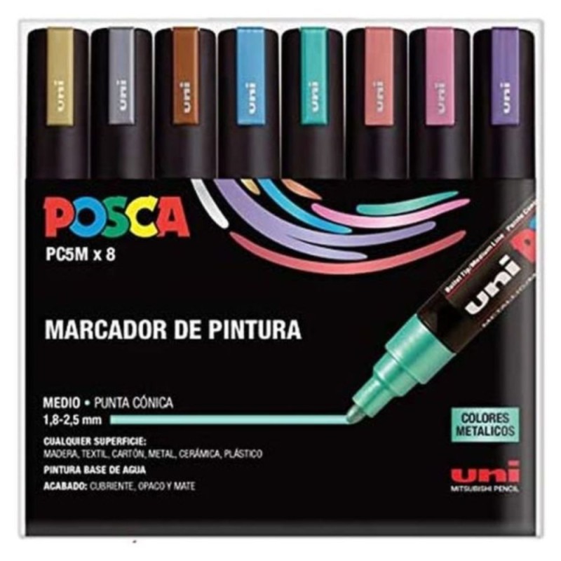 POSCA SET 8 PC-5M ROTULADOR ACRILICO 1,8-2,5mm METALICOS