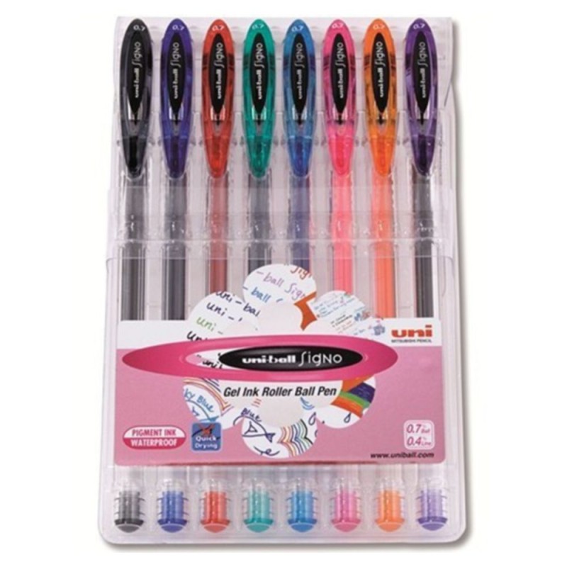 BOLIGRAFO SIGNO UM-120 GEL UNI-BALL SET 8 COLORES BASICOS