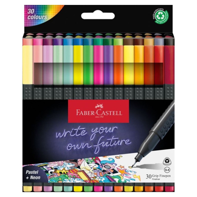 SET 30 ROTULADORES FABER-CASTELL GRIP FINEPEN 0,4 SURTIDOS