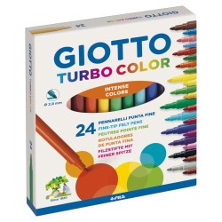 CAJA 24 ROTUL. FIBRA GIOTTO TURBO COLOR FINO SURT.