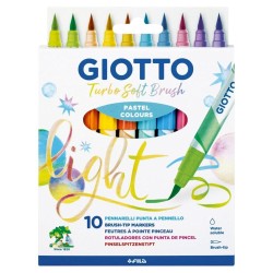 GIOTTO TURBO SOFT BRUSH SET 10 ROTULADORES PINCEL PASTEL