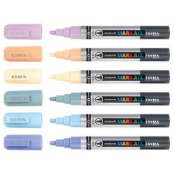 ROTULADOR ACRILICO LYRA 2mm MARK ALL SET 6 COLORES PASTEL