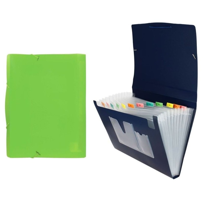 CARPETA CLASIFICADORA FUELLE XS 13 BOLSAS POLIPR. VERDE