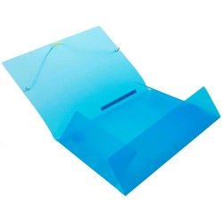 CARPETA GOMAS SOLAPAS FOLIO POLIPR. TRANSLUCIDO AZUL