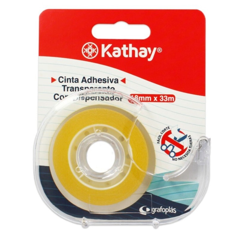 CINTA ADHESIVA 33m 18mm CON DISPENSADOR KATHAY