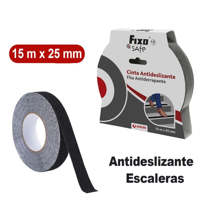 CINTA ADHESIVA ANTIDESLIZANTE FIXO 15m x 25mm NEGRA