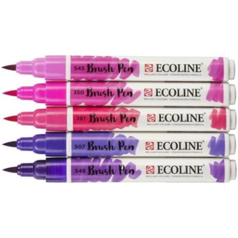 ROTULADOR PINCEL ECOLINE SET 5 COLORES TONOS VIOLETAS