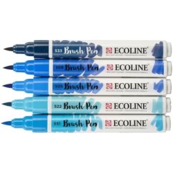 ROTULADOR PINCEL ECOLINE SET 5 COLORES TONOS AZULES