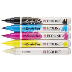 ROTULADOR PINCEL ECOLINE SET 5 COLORES PRIMARIOS