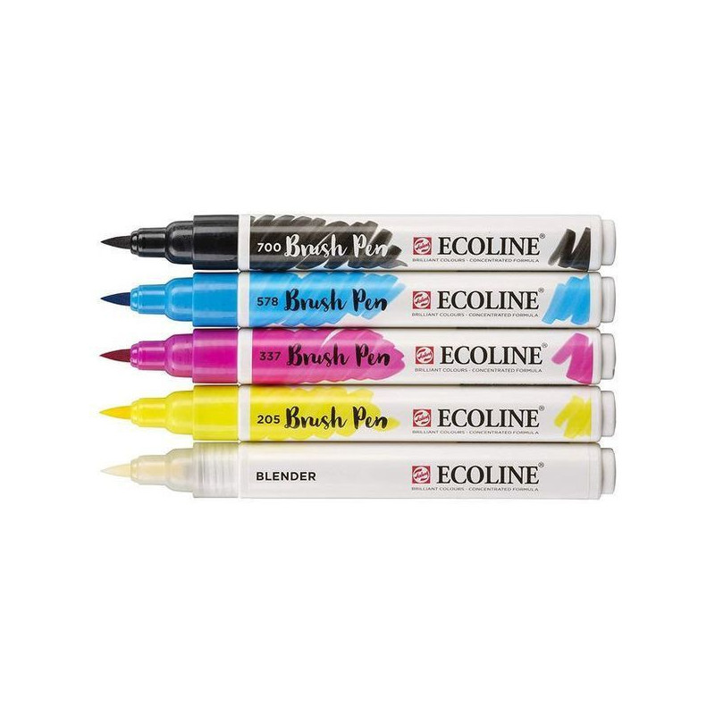 ROTULADOR PINCEL ECOLINE SET 5 COLORES PRIMARIOS