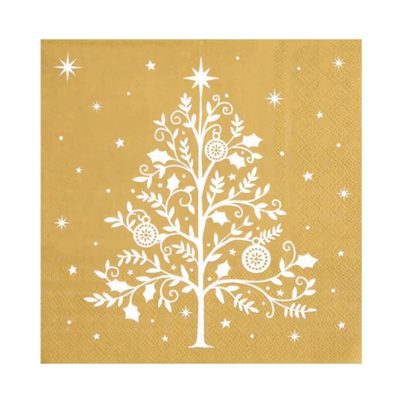 SERVILLETAS NAVIDAD 30 Un. 33x33cm MAXI 7460 ABETO ORO